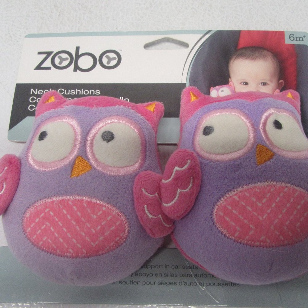 Zobo 6mo Baby/Infant Car Seat Strap Neck Cushions - Pink & Purple Owls